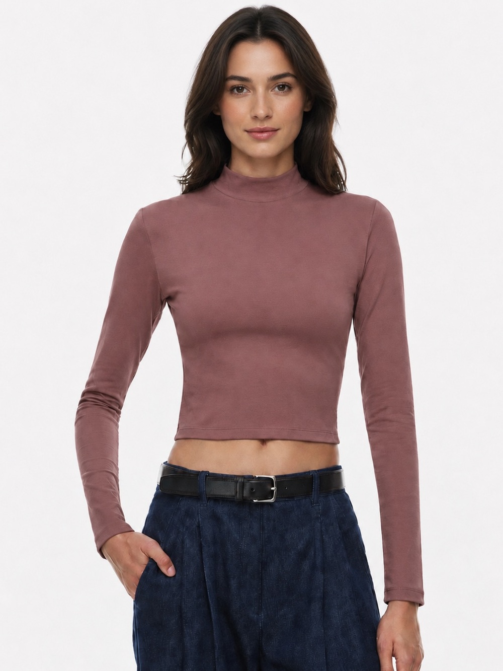 Aritzia Babaton Contour Mockneck Longsleeve Top S Dusty Rose